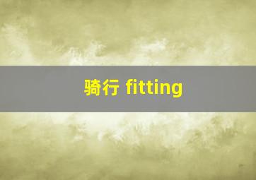 骑行 fitting